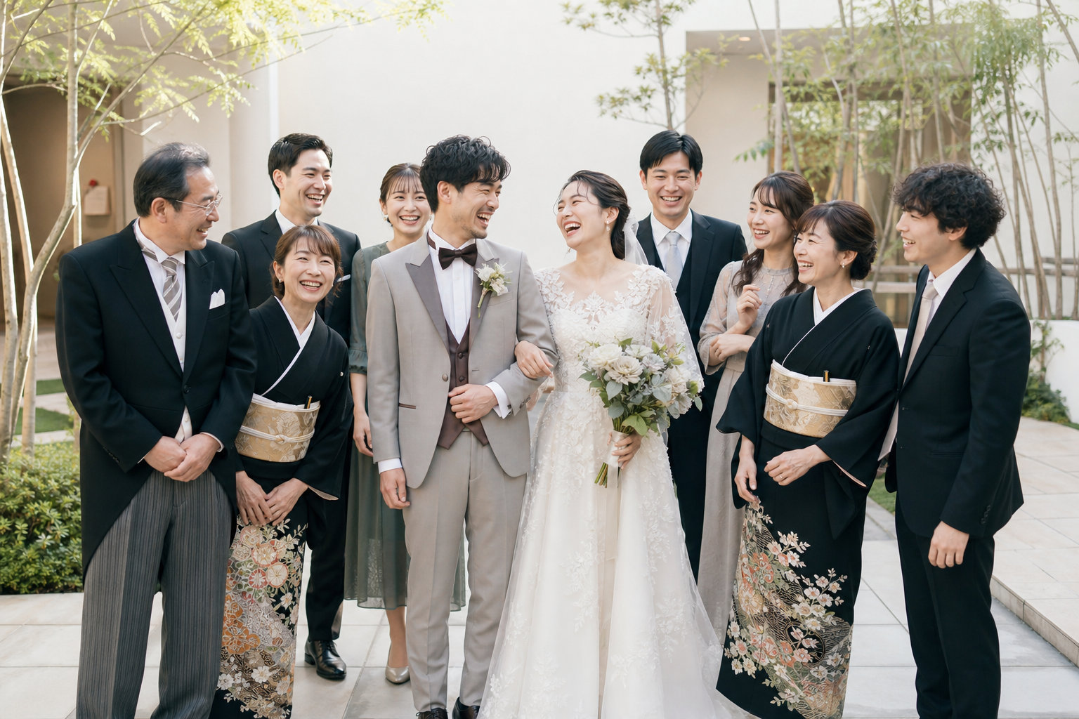 挙式を待つ家族と友人