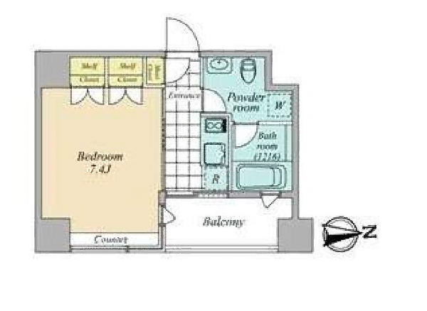 OZIO大手町 間取り図 1K 25.44㎡
