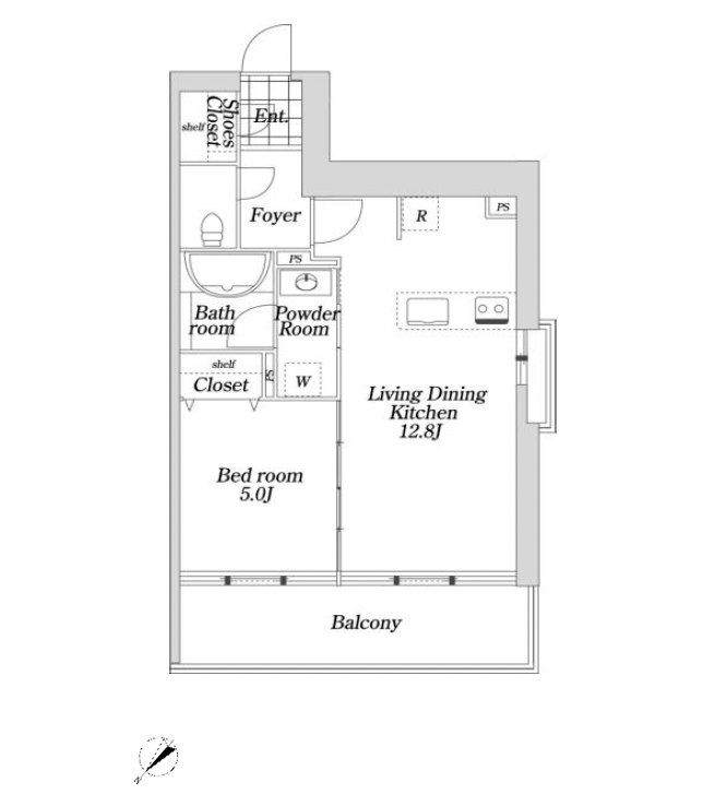 KDX大伝馬レジデンス 間取り図 1LDK 42.28㎡