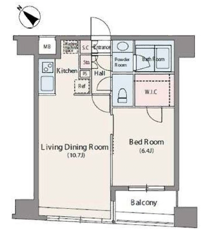 人形町デュープレックスリズ 間取り図 1LDK 43.85㎡