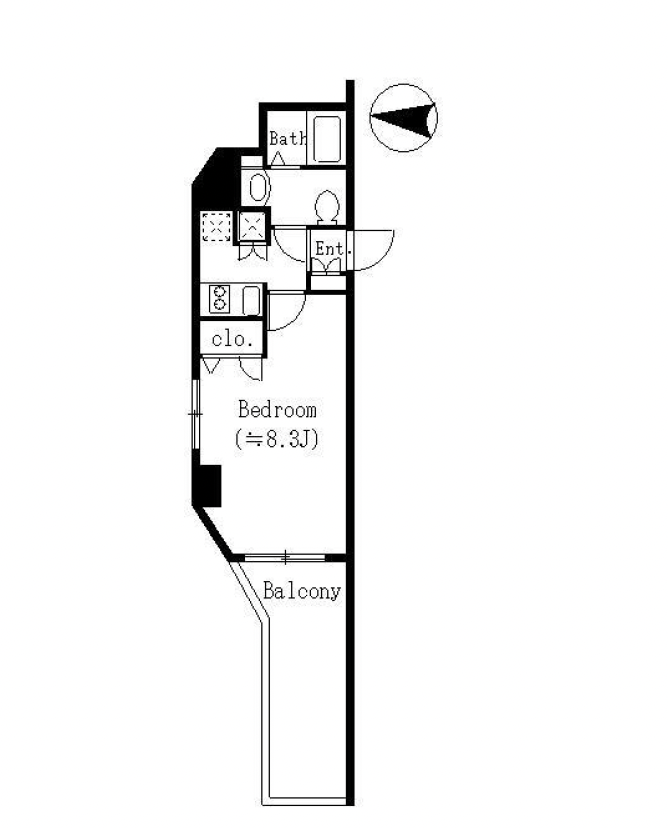 クロスレジデンス清澄白河 3F_1K 間取り図 1K 25.67㎡