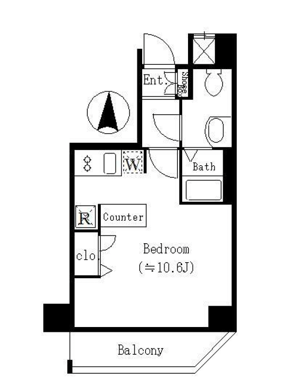 クロスレジデンス清澄白河 8F_1R 間取り図 1R 26.12㎡