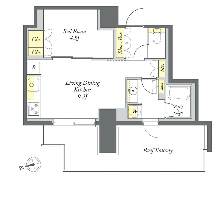 プライムメゾン清澄白河 1LDK 7F 間取り図 1LDK 37.39㎡