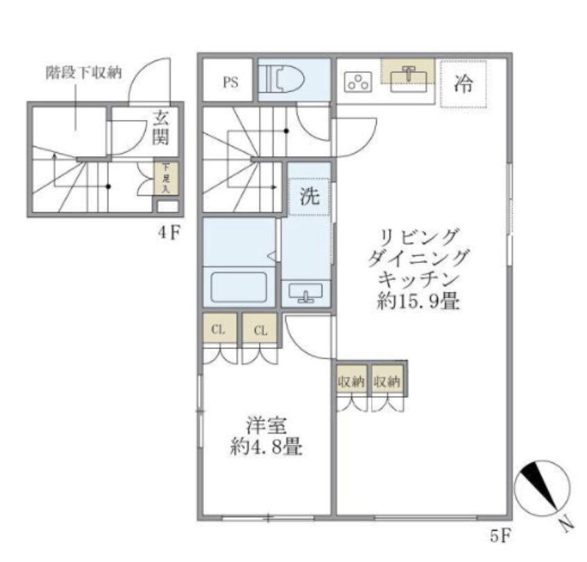 プラティーク清澄庭園 4F 1LDK 50.12㎡ 仲介手数料無料 間取り図 1LDK 50.12㎡