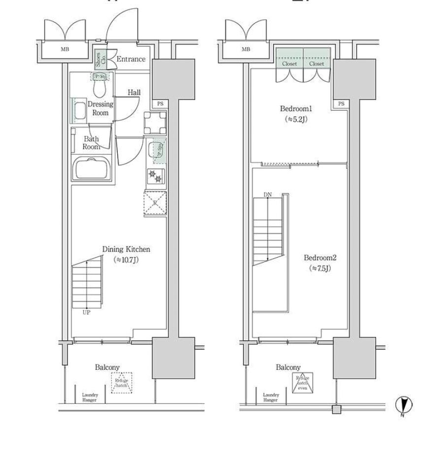 ブルックサイドレジデンス木場 2LDK 55.26㎡の間取り図