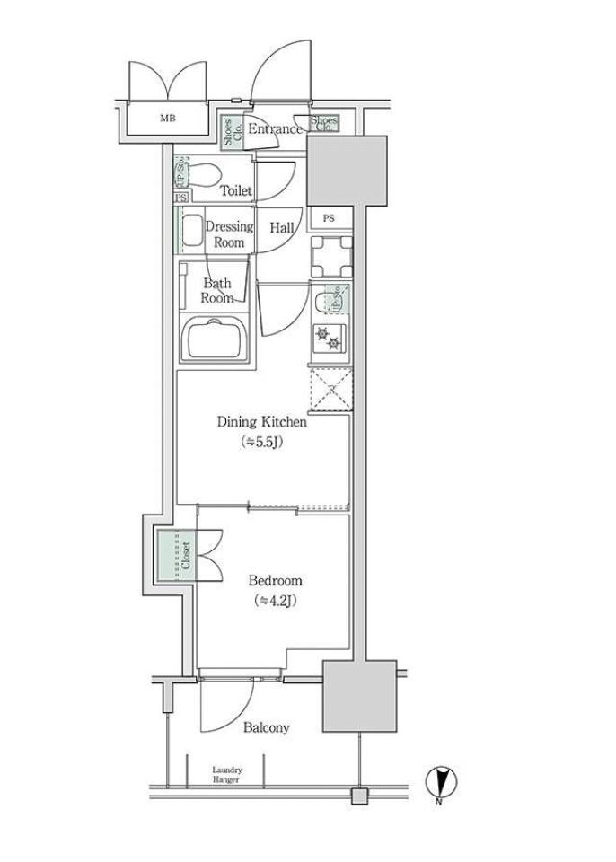 ブルックサイドレジデンス木場 1LDK 26.52㎡の間取り図